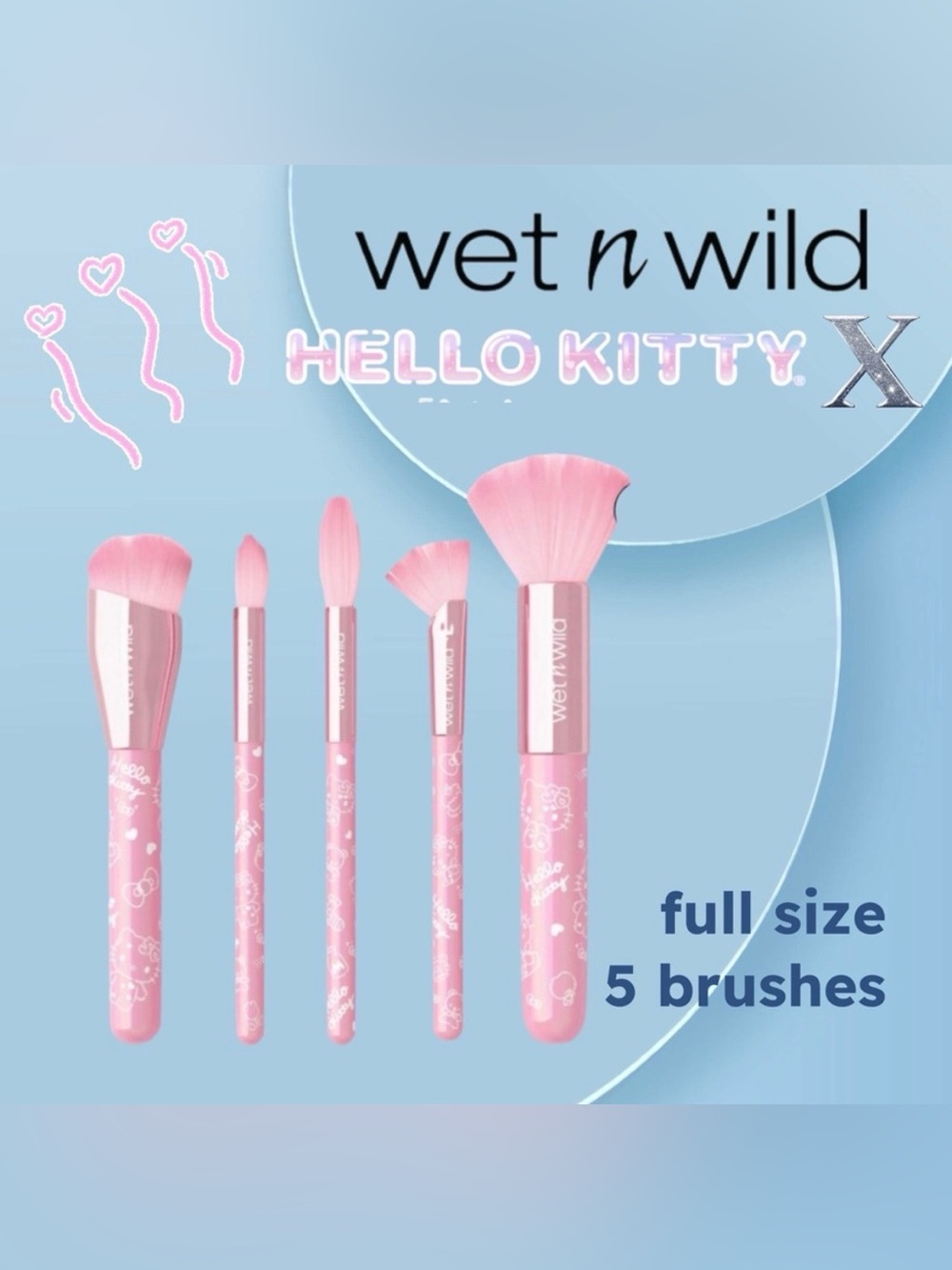 🇺🇸🆕📦NIB WET N WILD x HELLO KITTY | Cute Pink 5-Piece Makeup Brush Set